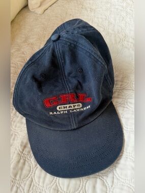 CRL Chaps Ralph Lauren blue cotton strap back baseball cap.